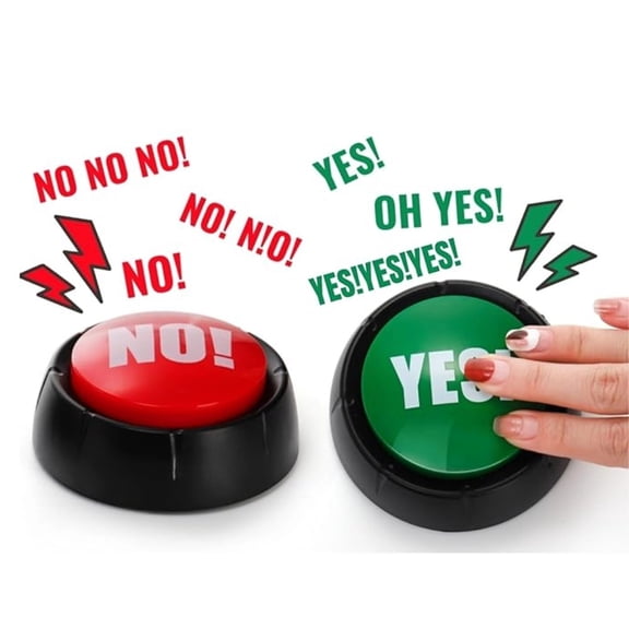 Set of 2 Yes No Sound Button Toy Electronic Prank Desktop Noise Button with Non-Slip Base for Office Party Classroom Stress Relief