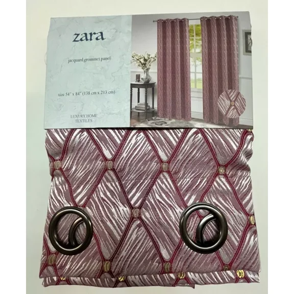 Set of 2 Zara Jacquard Curtains, with Metallic Accent and Grommet Top