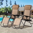 thumbnail image 1 of Set of 2 Zero Gravity Chairs Portable Lounge Patio Chairs Folding Zero Gravity Recliner with Pillow & Cup Holder for Patio, Poolside, Camping, Tan, 1 of 7