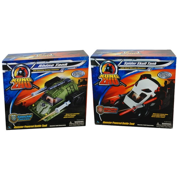 Set of 2 - Zhu Zhu Special Forces Rhino Tank  + Ninja Warriors Spider Skull Tank