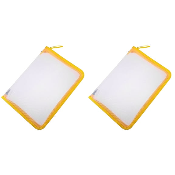 Set of 2 Zips Folder File Bag Office Travel 32.5X23X4cm Yellow