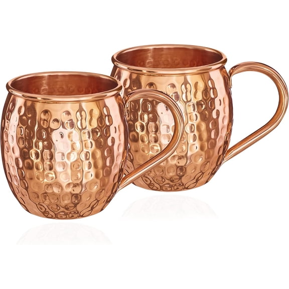Set of 2 copper cups, pure copper, 100 % Ayuverda copper cup, oval, Moscow mule, 500 ml