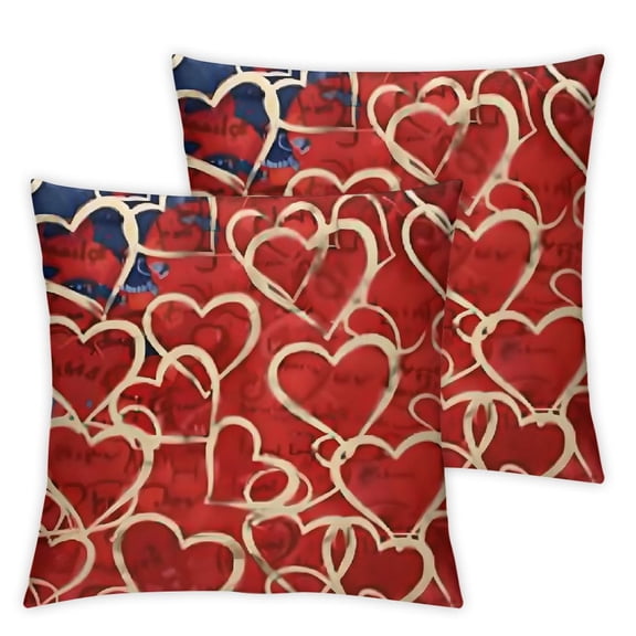 Set of 2 hearts swirls silk screen Home Decor, Double-Sided Print Home Furnishing