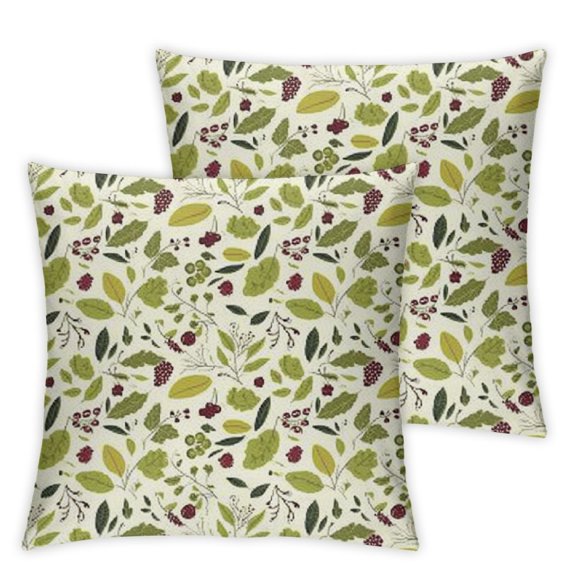 Set of 2, leaves berries pattern Home Decor, Zip Closure Double-Sided Print Home Furnishing