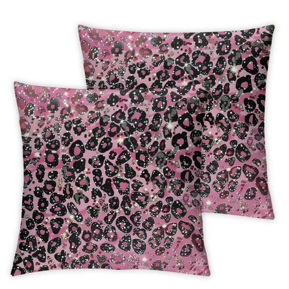 Set of 2 leopard print glitter Pillows Cushion Cases, Machine Washable Home Furnishing
