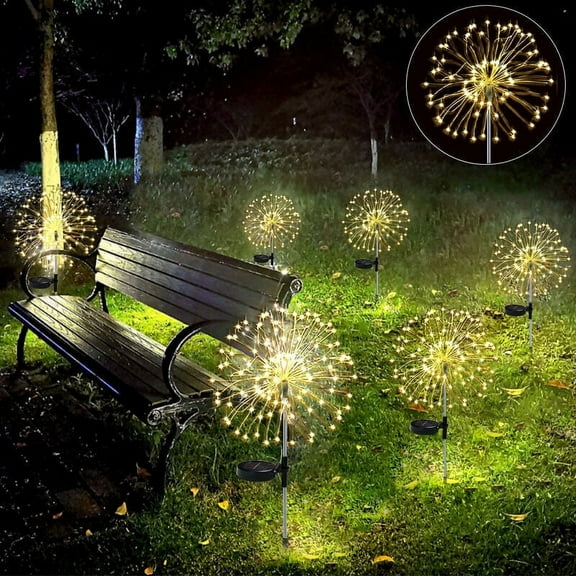 Set of 2 outdoor solar dandelion lights, LED solar dandelion plug lights, solar dandelion lights, outdoor solar lights, solar garden lights