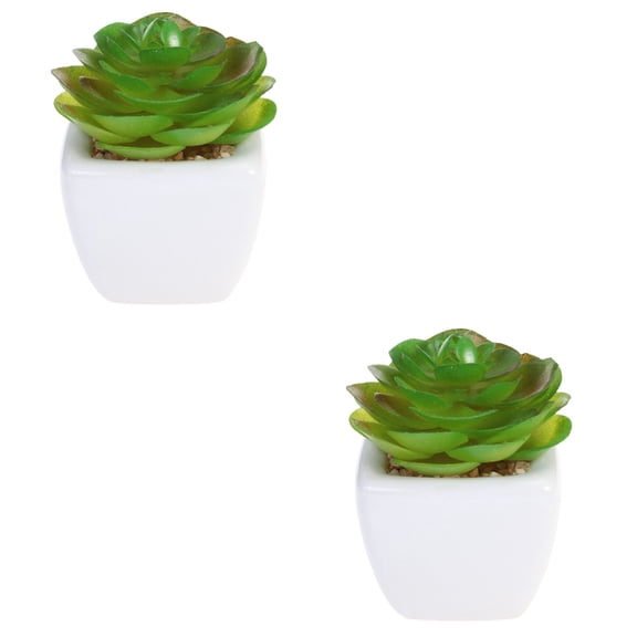 Set of 2 outside Artificial Plant Succulent Plants Cube Modern Potted Green