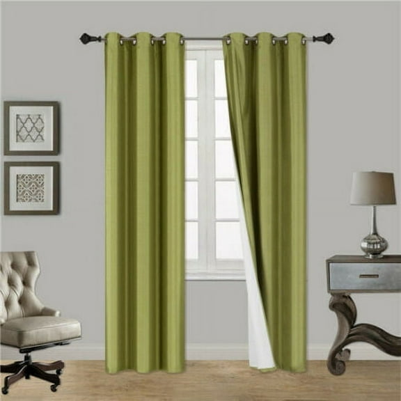 Set of 2 panels NOA Lime Color Full Room Darkening Blackout Window Long Curtain Drapes Grommets 37"x 84" for Bedroom Living Room Décor