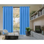 Gorgeous Home Linen Set of 2 Panels Matte Finish Royal Blue Solid Window Curtain Rod Pocket R64 84 Length