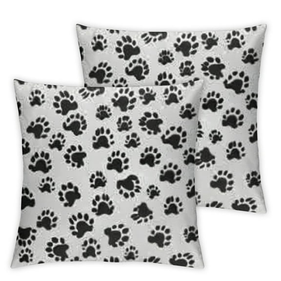 Set of 2, paw prints pattern Square, Without Pillow Inserts Short plush Home Furnishing