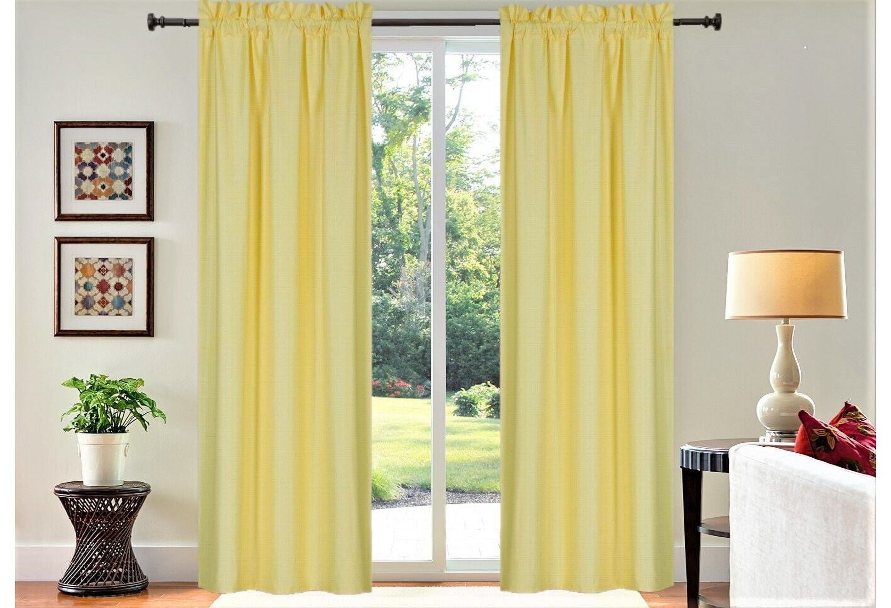 Set of 2 piece R64 yellow color lined window curtain panel 100% privacy ...