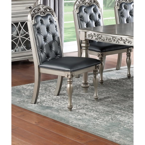 Set of 2 side chairs - Cushioned upholstered seat - Christmas dining room - Festive atmosphere for meals