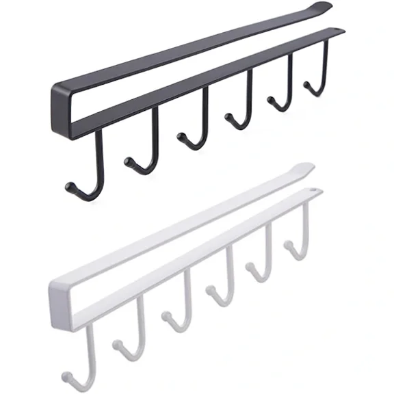 Set of 2 under shelf hooks, 6 wall mounted under hangers for cup holders