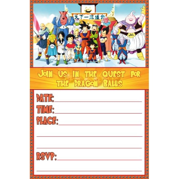 Set of 20 Anime Battle Happy Birthday Invitation Cards & Envelopes Lightweight (240g), Postcard Style Invites for the Perfect Party Pack