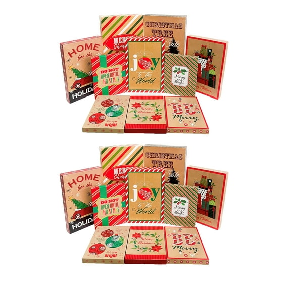 Set of 20 Black Duck Brand Christmas Kraft Gift Boxes in 3 Different Sizes (4 - Robe, 6 - Shirt - 10 Lingerie) (20)