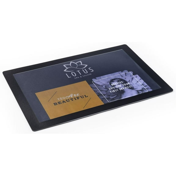 Set of 20, Counter Mats, Non-Skid Rubber Bottom, Countertop Sign Holders for 11 x 17 Inch Images, Slide-in Design