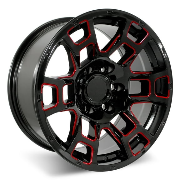 Set of 20" Gloss Black Red Milled 2021 Flow Forged 4TR Pro Style Wheels for Toyota Tacoma, 4Runner, FJ Cruiser (20x9, 0mm Offset)