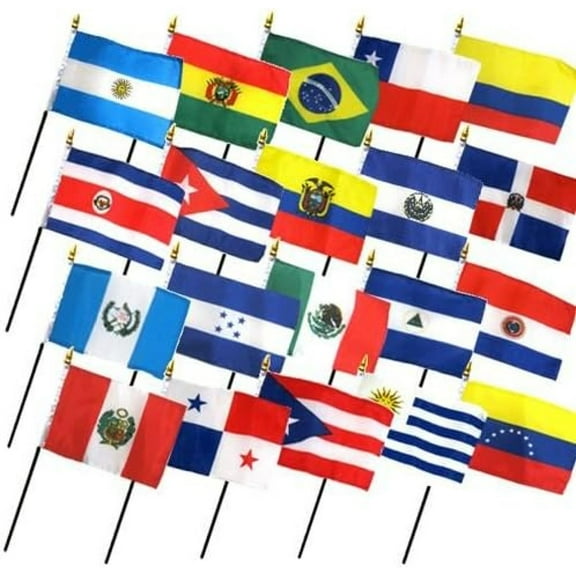 Set of 20 Latin American Flags (12x18in)