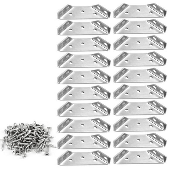 Set of 20 Triangle Mounting Connectors Stainless Steel Corner Brackets for Strengthening Furniture Joints