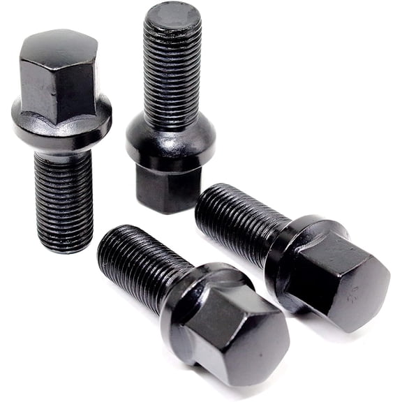 Set of 20 Veritek 14x1.5mm 2.10 Inch 28mm Shank Length 17mm Hex R12 OE Black Ball Seat Wheel Lug Bolts for Mercedes Audi VW Factory Wheels