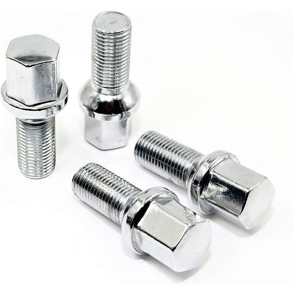 Set of 20 Veritek 14x1.5mm Chrome OE 2.10 Inch 28mm Shank Length 17mm Hex R12 Ball Seat Wheel Lug Bolts for Mercedes Audi VW Factory Wheels