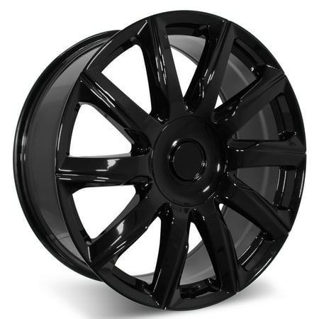 Set of 22" Gloss Black 2021 Flow Forged Platinum Style Wheels for Cadillac Escalade, Chevy Tahoe, Silverado, GMC, Yukon, Sierra (22x9, 20mm Offset)