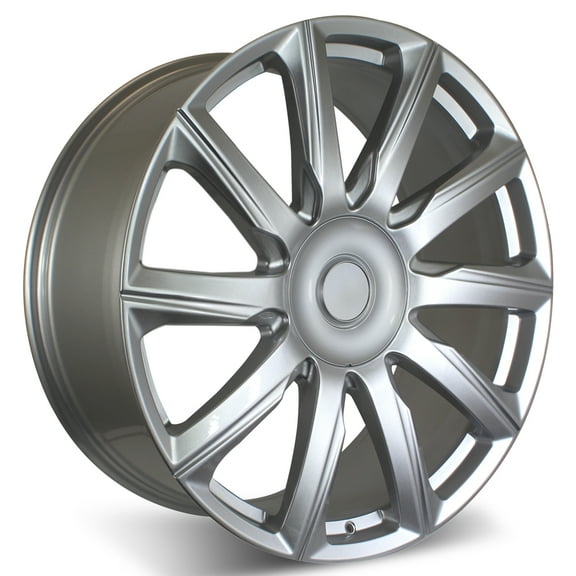 Set of 22" Silver 2021 Flow Forged Platinum Style Wheels for Cadillac Escalade, Chevy Tahoe, Silverado, GMC, Yukon, Sierra (22x9, 20mm Offset)