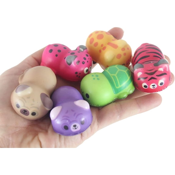 Set of 24 (2 Dozen) Cute Laying Animal Micro Slow Rise Squishy Toys - Memory Foam Party Favors, Prizes, OT (RANDOM SELECTION)