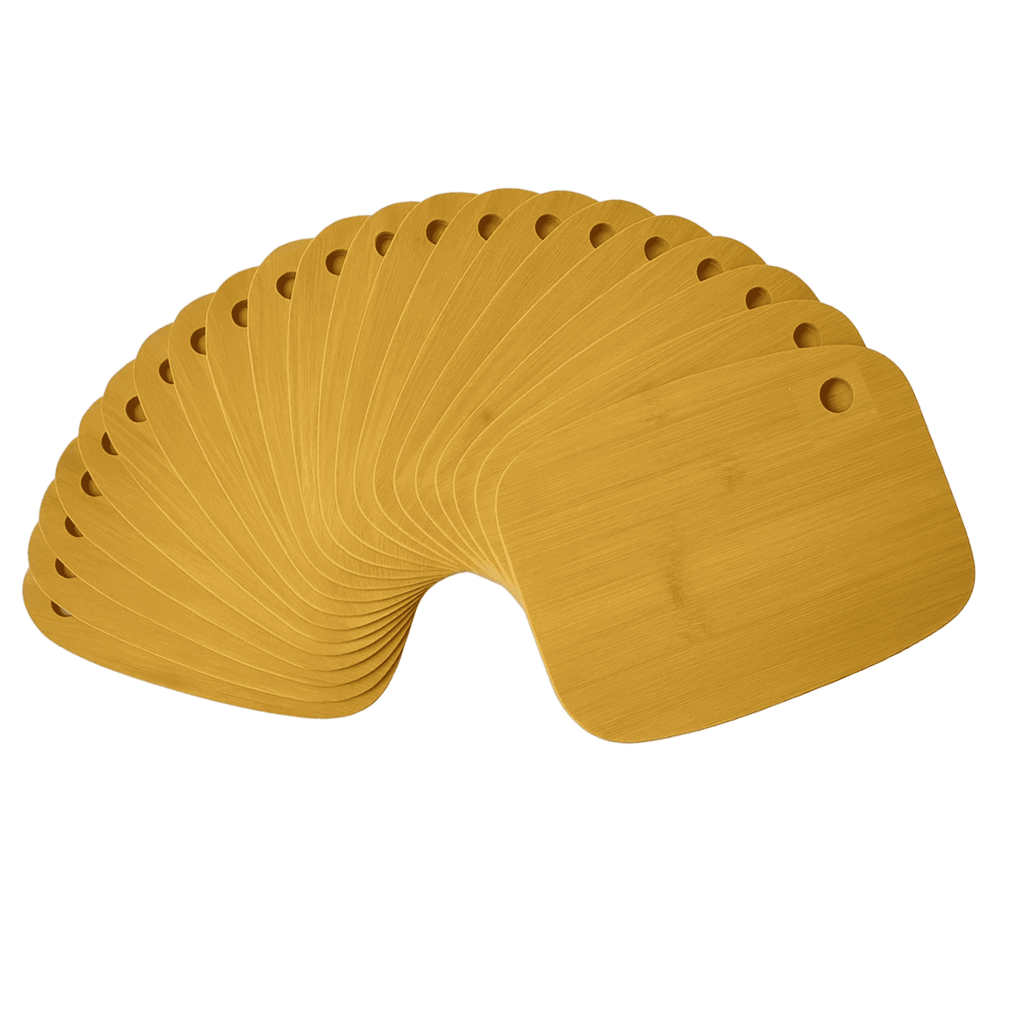 Set of 24, Bulk Mini Bamboo Cutting Boards with Hole, 8x6", Rounded Edge, Blank Wood for Engraving