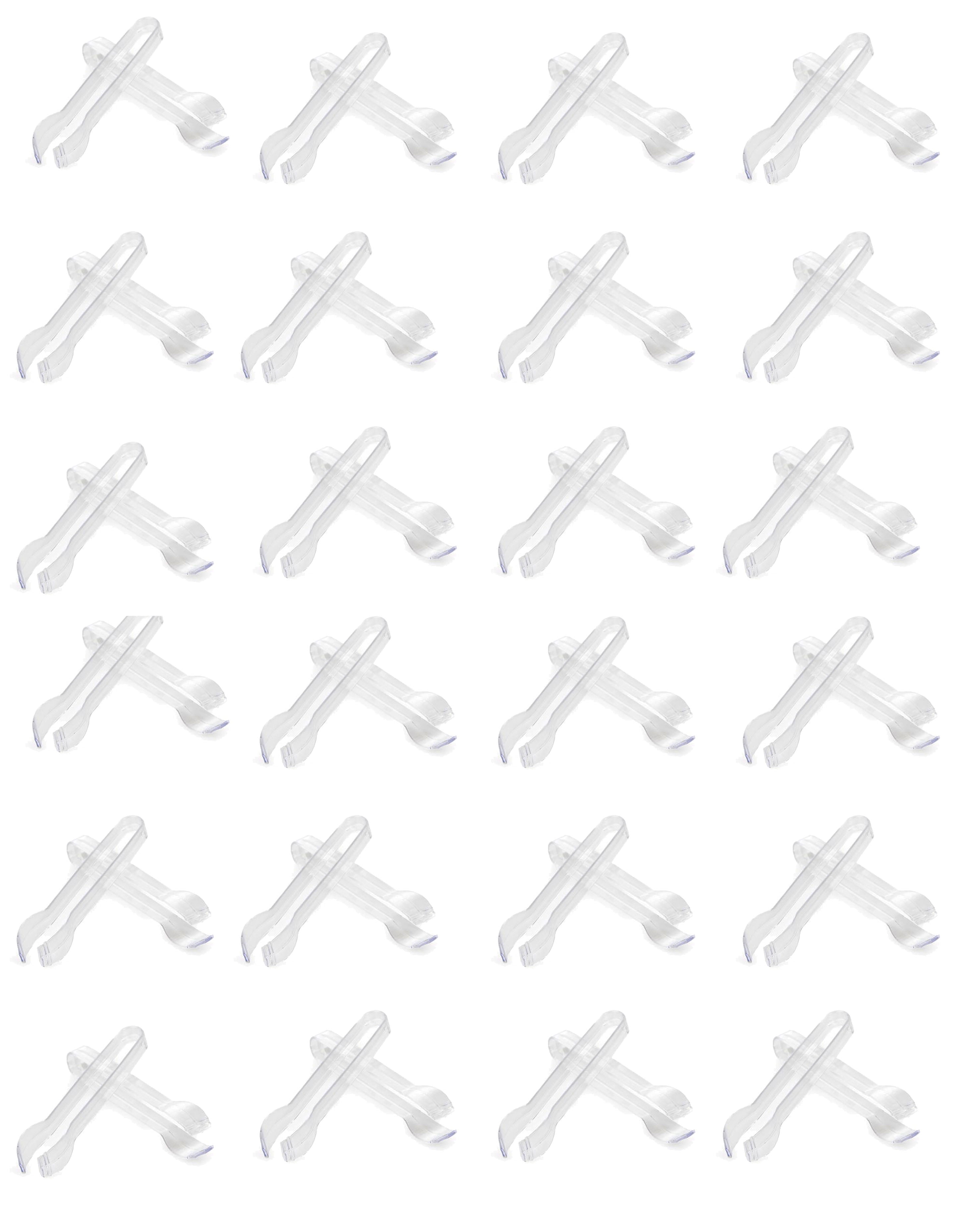 Set of 24 Clear Plastic 4" Mini Serving Tongs Party Serving Utensils