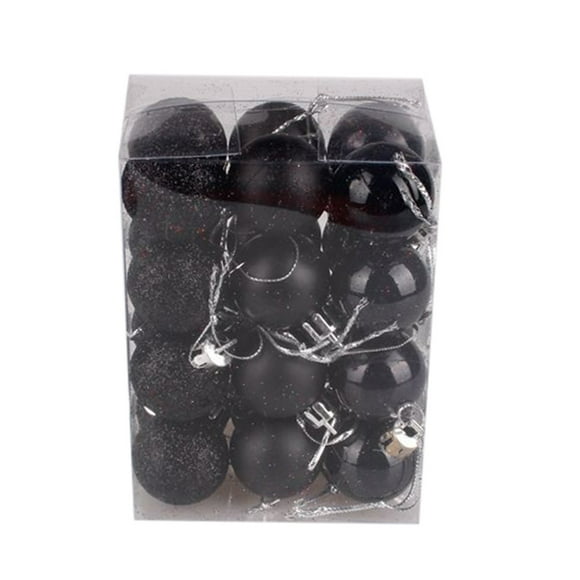 Set of 24 Green Christmas Tree Ornaments Shatterproof Baubles for Holiday Decoration, 1.57 Inch Diameter Black