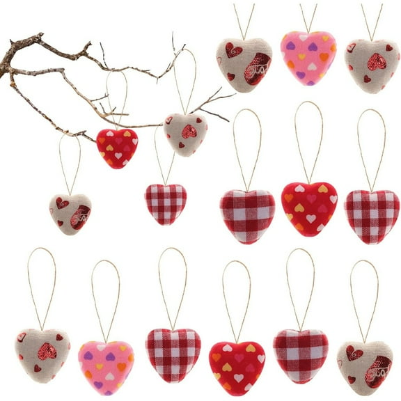 Set of 24 Hanging Heart Shaped Decorations,Valentine's Day Foam Ornaments for Wedding,Multi-color Decorations for Valentine's Day,Party,Crafts