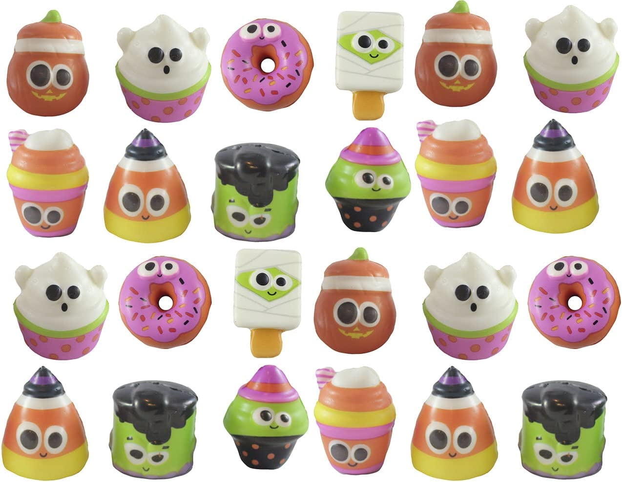 Set of 24 Mini Halloween Themed Slow Rise Squishy Toys - Cute Small ...