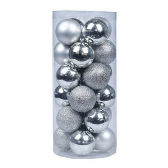 Set of 24 Mini Shatterproof Christmas Balls Tree Ornaments Party Decoration, 3cm/1.18" (Silver)