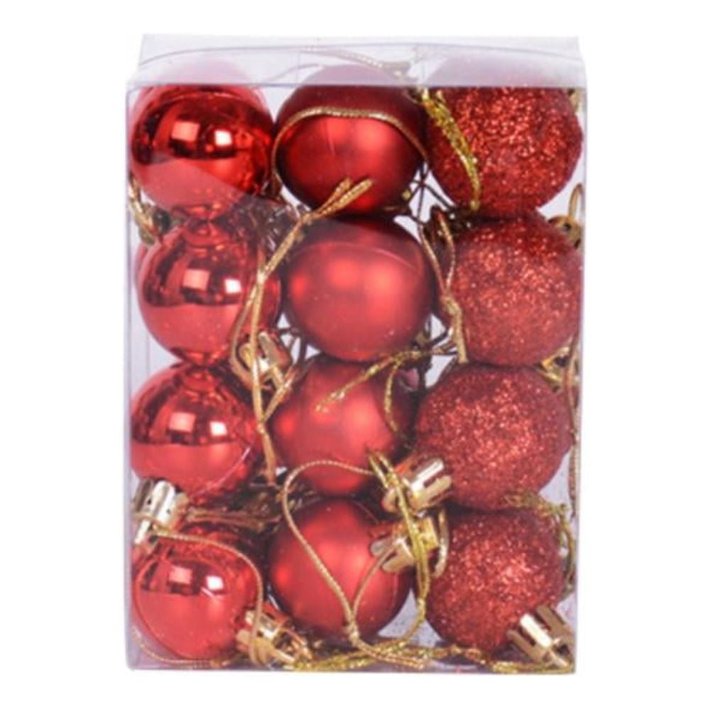 Set of 24 Red Mini Shatterproof Plastic Christmas Ornaments
