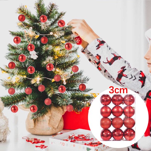 Set of 24 Mini Shatterproof Christmas Balls Tree Ornaments Party Decoration, 3cm/1.1''