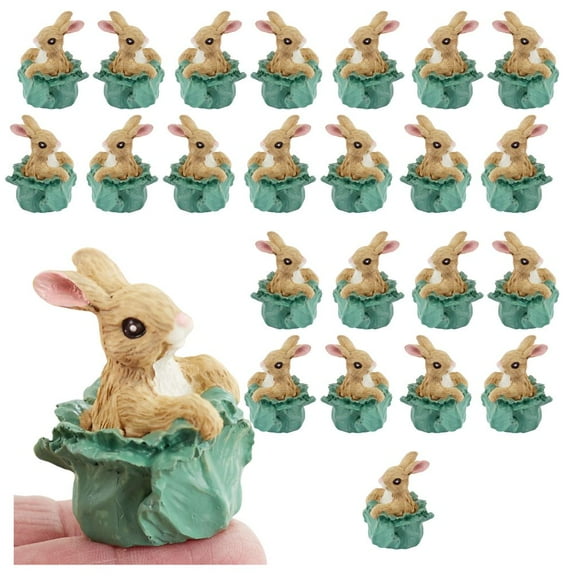 24pc Resin Bunny in Cabbage Head Figurines - Easter Table Favors - Factory Direct Craft