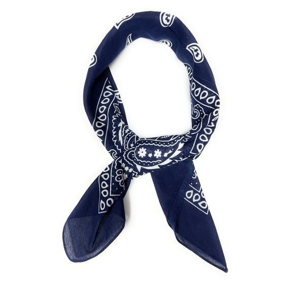 Set of 24 Paisley Womens MultiFunctional Scarves 100% Cotton Retro Ascot (Navy