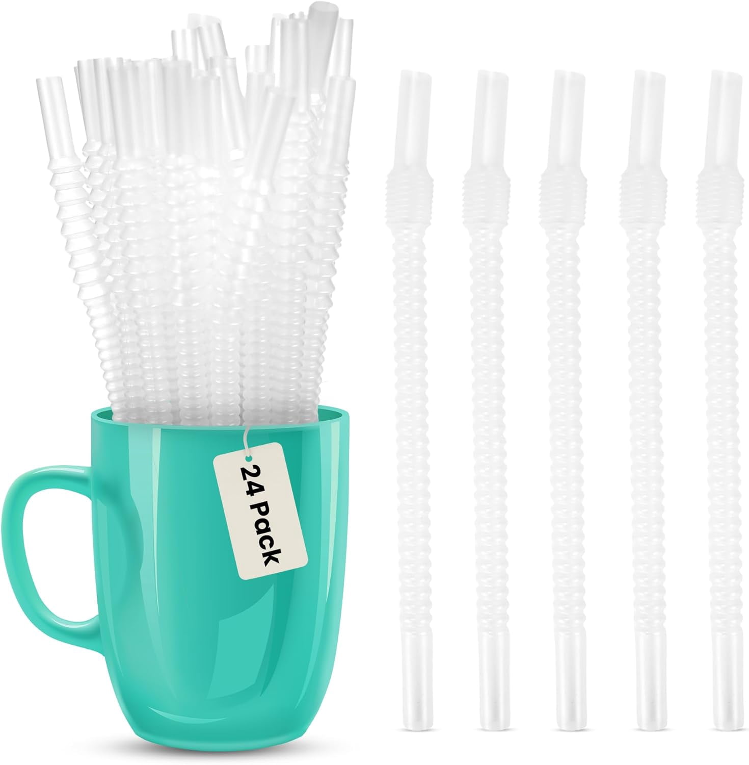 Curated visual reference: Fresh Look at Set Of 24 Reusable Flexible Corrugated Plastic Straws Clear 9