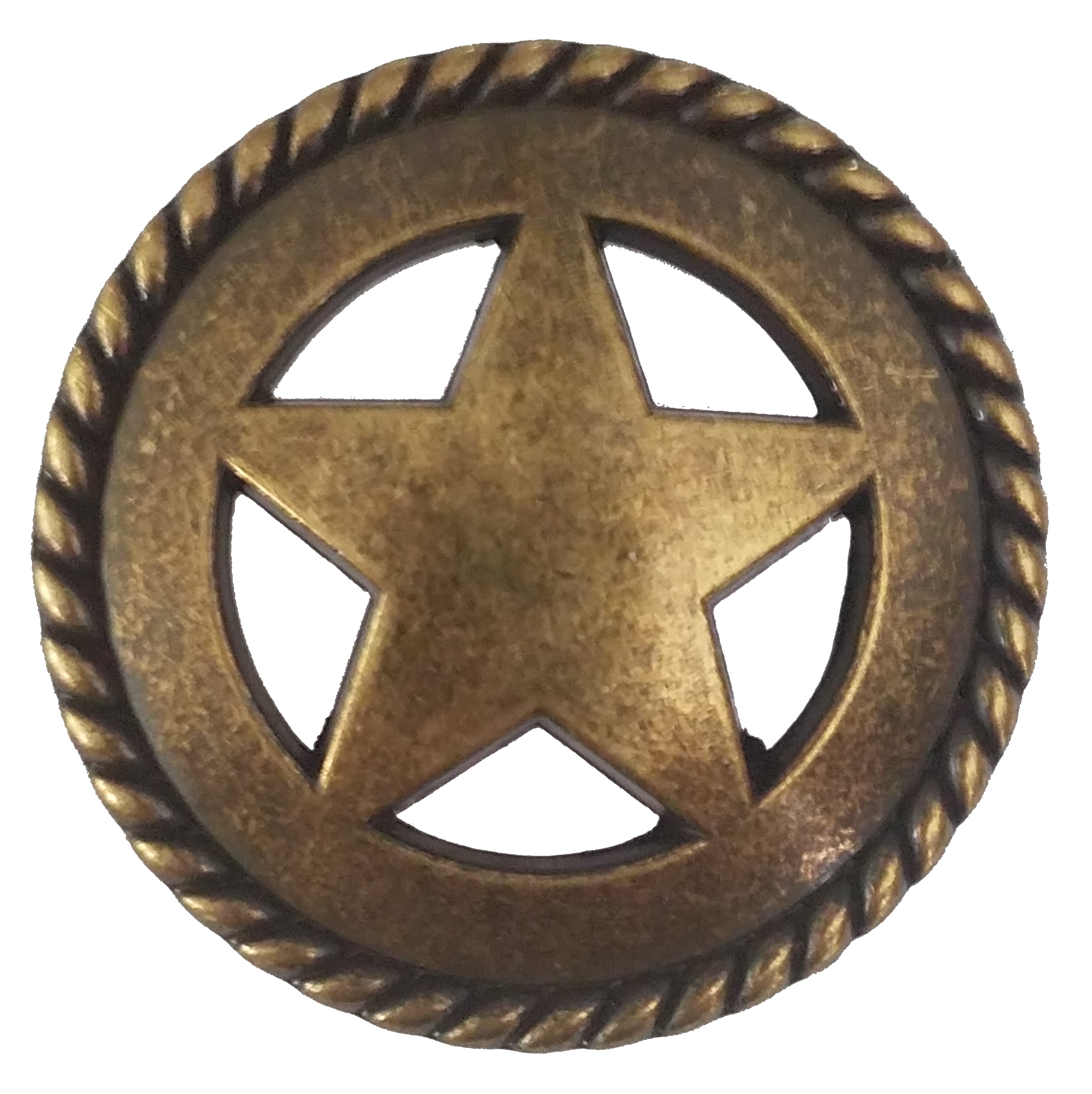Set of 24 Rustic Star with Rope Drawer Cabinet Knobs in Antique Brass