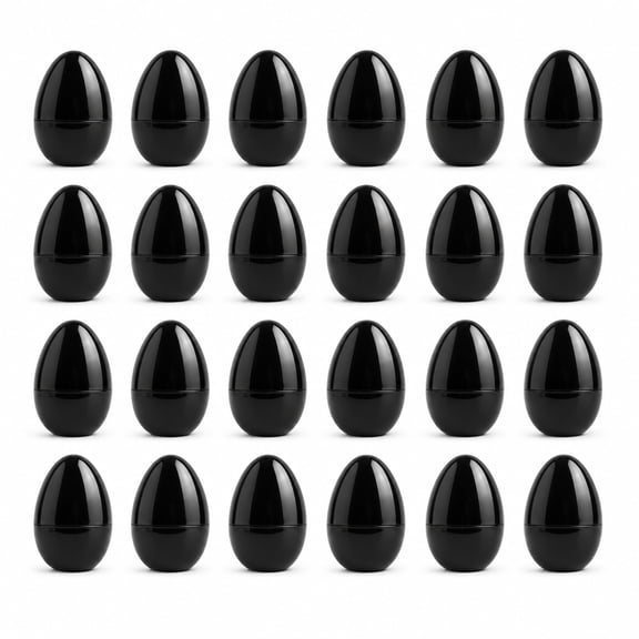 Set of 24 Shiny Glossy Black Plastic Easter Eggs 2.25 Inches