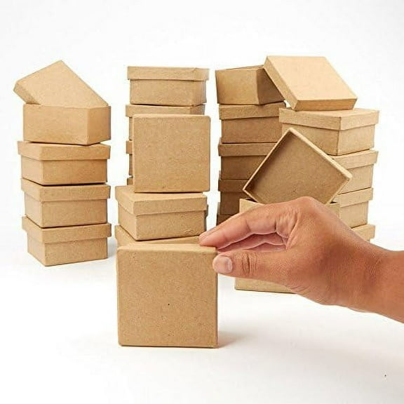 Set of 24 Square Shaped Boxes with Lids - For Group DIYs, Small Giftboxes, Storage and Organization