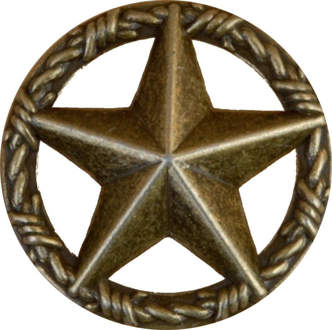 Set of 24 Star with Barbwire Drawer Cabinet Knob in Antique Brass