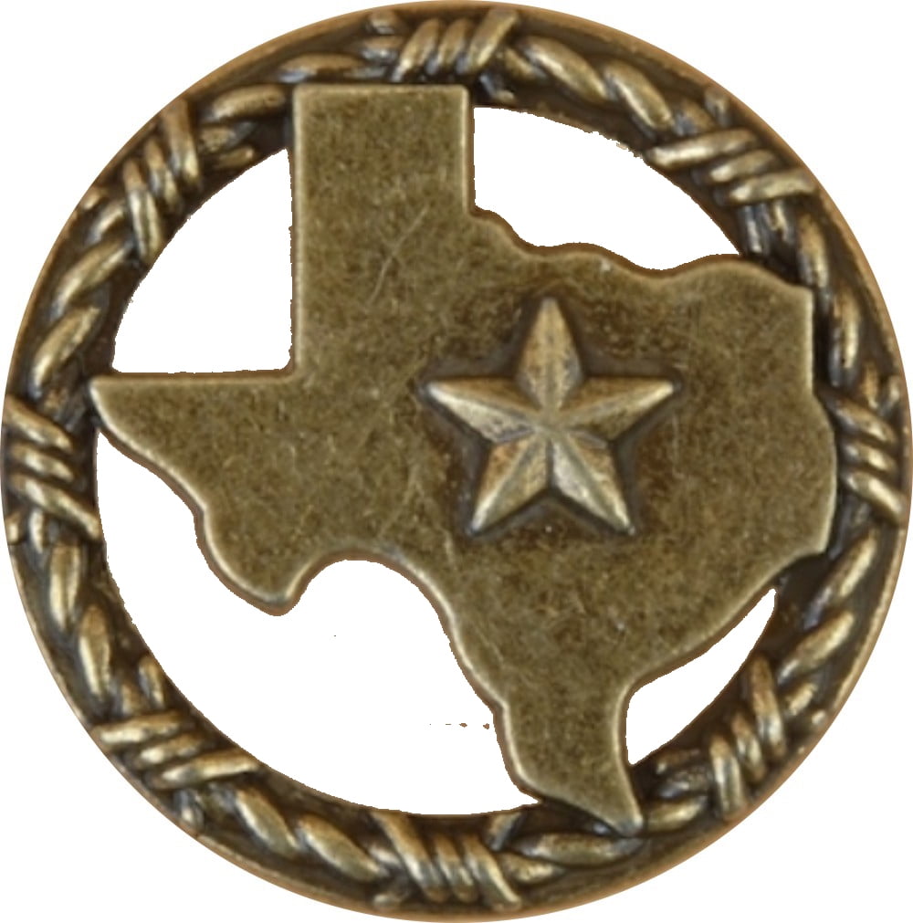 Set of 24 Texas with Barbwire Drawer Cabinet Knob in Antique Brass
