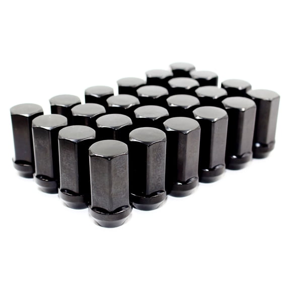 Set of 24 Veritek 14x1.5mm 1.75 Inch 45mm Overall Length 7/8 22mm Hex Black Acorn Lug Nuts for Aftermarket Custom SUV Truck Wheels