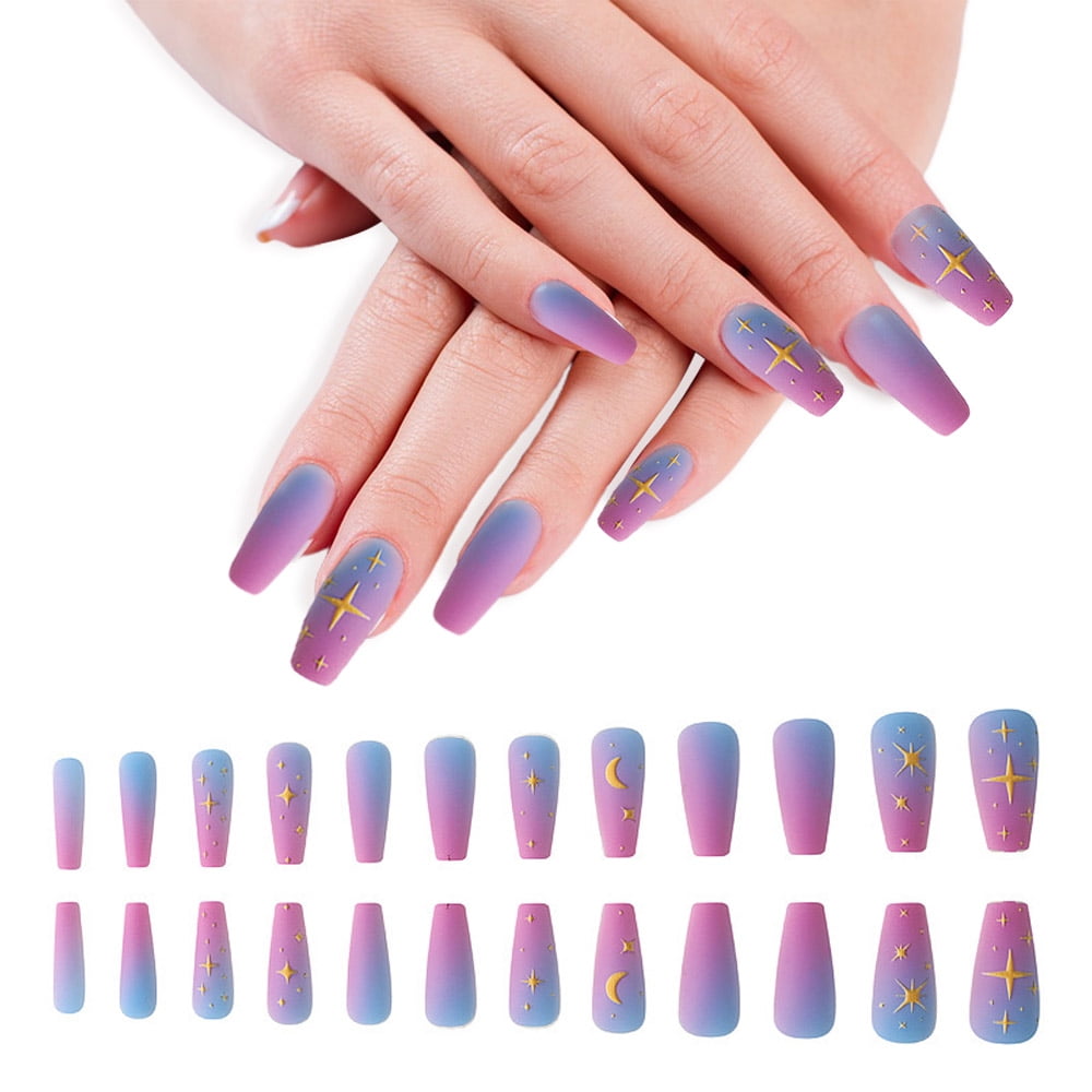 Set of 24 false nails, ABS, Press on type, Multicolor