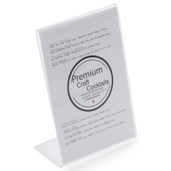 Set of 25, Acrylic Sign Frames 4w x 6h, Slant Back Poster Holder with Slide-in Design - Clear Lucite (ASH46U)