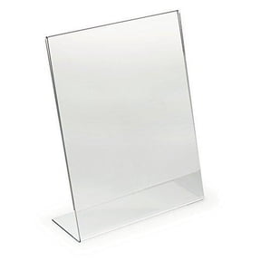 Set of 25, Clear Acrylic Display Frames for 8-1/2"w x 11"h Signs, Slant Back Lucite Picture Stands, Slide-in Paper from the Side