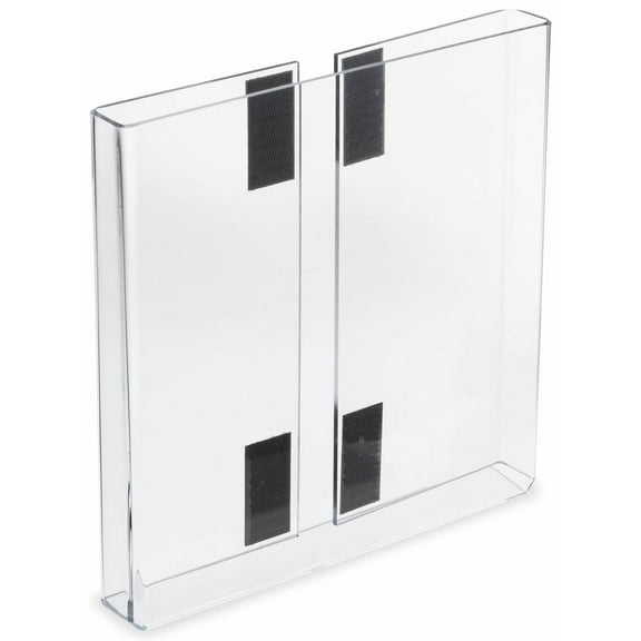 Set of 25 - Clear Acrylic Magazine Pockets with Hook & Loop Fasteners for Attachment to an Exhibition Board, Hold 8.5x11 Literature