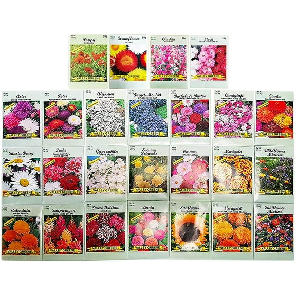 Set of 25 Deluxe Variety Flower Seed Packets 10 Varieties